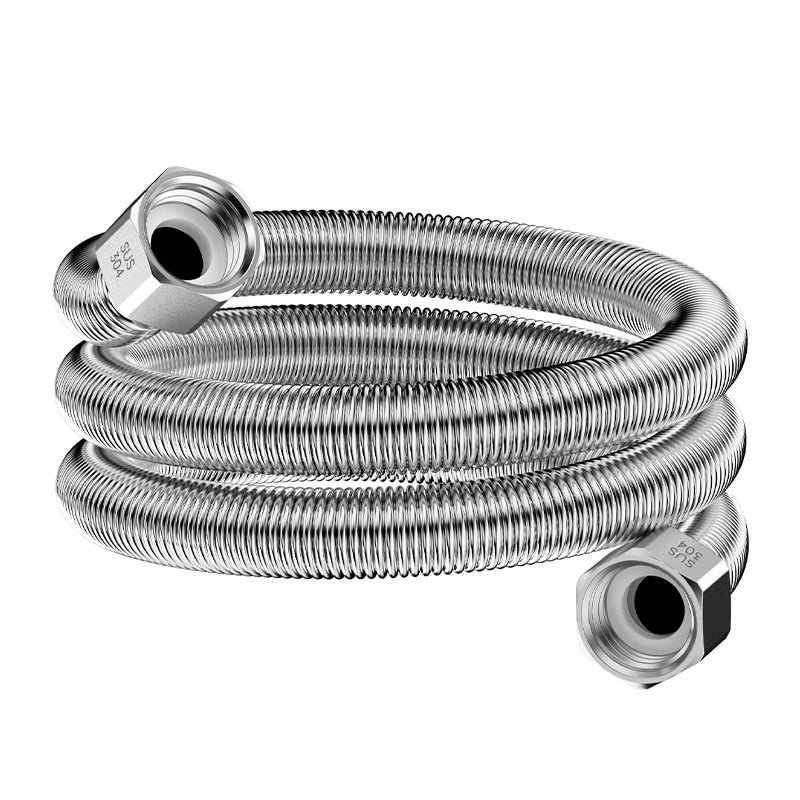 304 stainless steel corrugated pipe thickened by 4 mm, explosion-proof metal hose for water heater cold and hot large flow toilet inlet pipe Item Picture