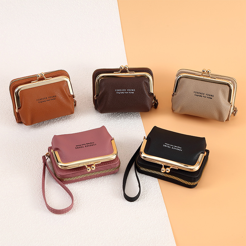 New clip bag, coin purse, ladies' wallet, short, multi-slot card bag, versatile, hand-held coin bag, source factory full figure