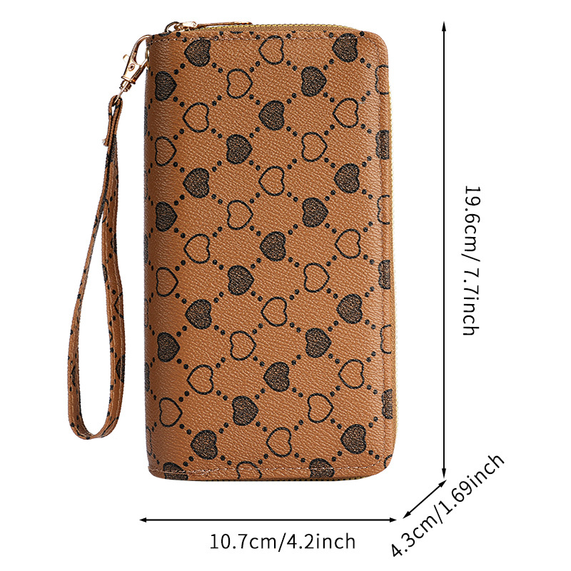 New large-capacity double-pull women's storage bag with a heart, multi-functional mobile phone bag and loose change hand-held bag Item Picture
