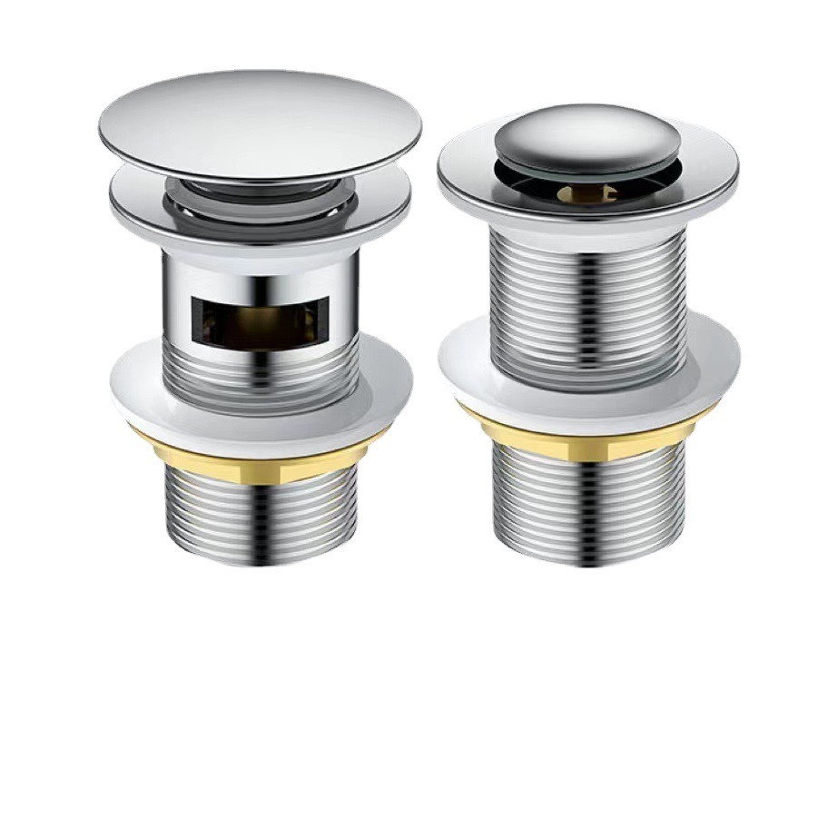 Copper bouncing drain, cross-border copper core and copper cap, large-displacement bathroom bouncing press washbasin drain, anti-odor Item Picture