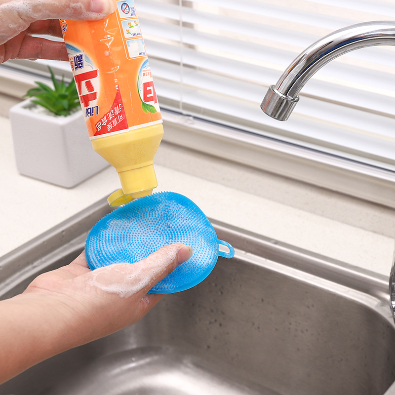 Multi-functional dishwashing brush, recyclable non-stick silicone cloth, kitchen brush for POTS and dishes, cleaning household scouring pad