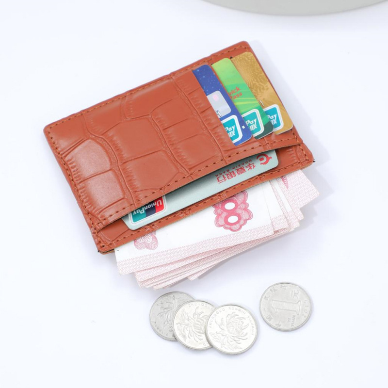 The new card bag and coin purse has multiple slots. It is fashionable, simple and fresh for student girls, with a stone-patterned wholesale company logo details Picture