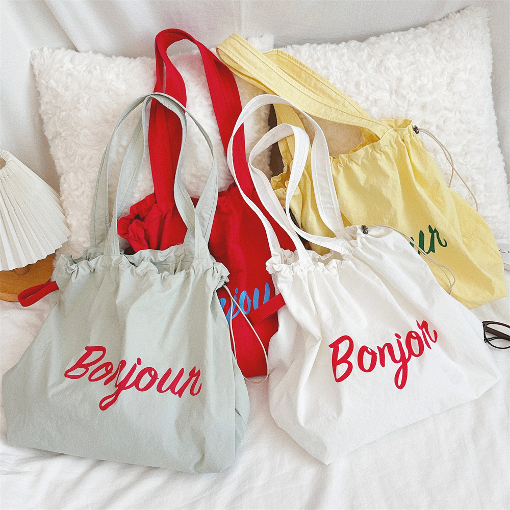 47251 Korean version new letter print single-shoulder bag, casual drawstring drawstring, fashionable student class single-shoulder bag Specification drawing