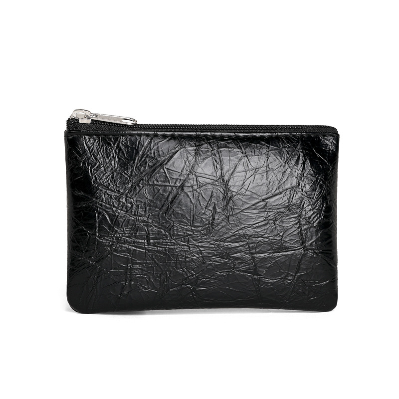 【 Unisex 】 New cracked zipper coin purse, ultra-thin and short card, coin and key storage bag Item Picture