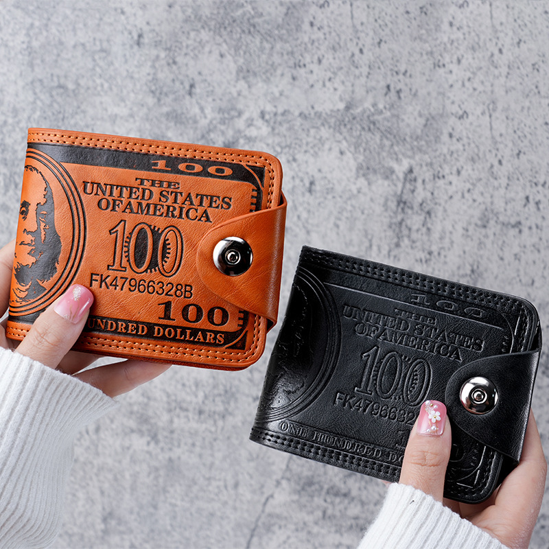 Cross-border bestseller men's wallet with US dollar pattern, bestseller ultra-light PU bag, multi-functional retro, multi-slot manufacturer full figure