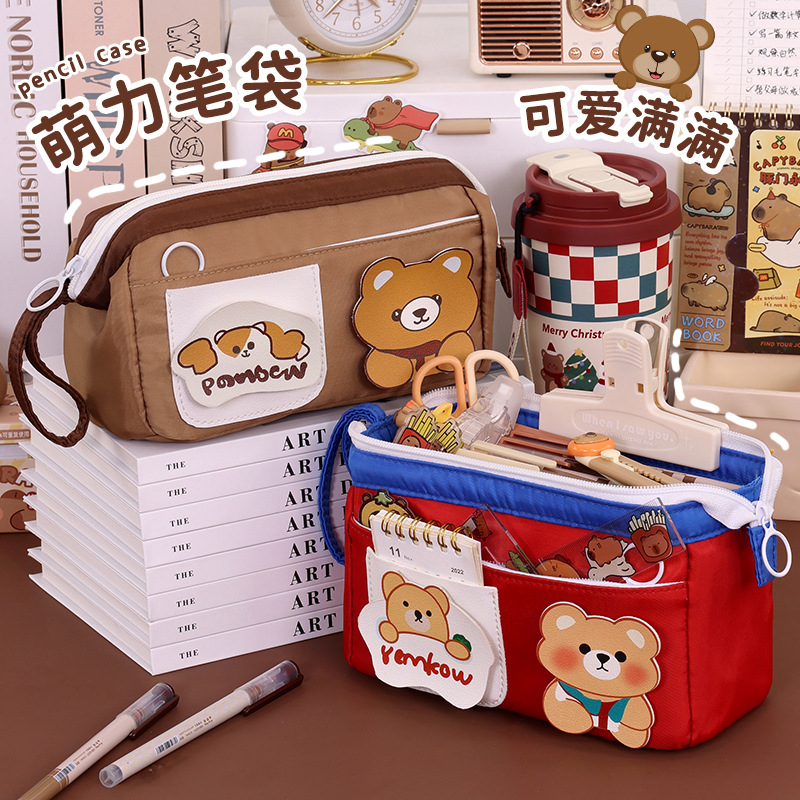 New cross-border large-opening steel wire pencil case, cute and niche stationery, high appearance level for primary and secondary school students, large-capacity pencil case details Picture