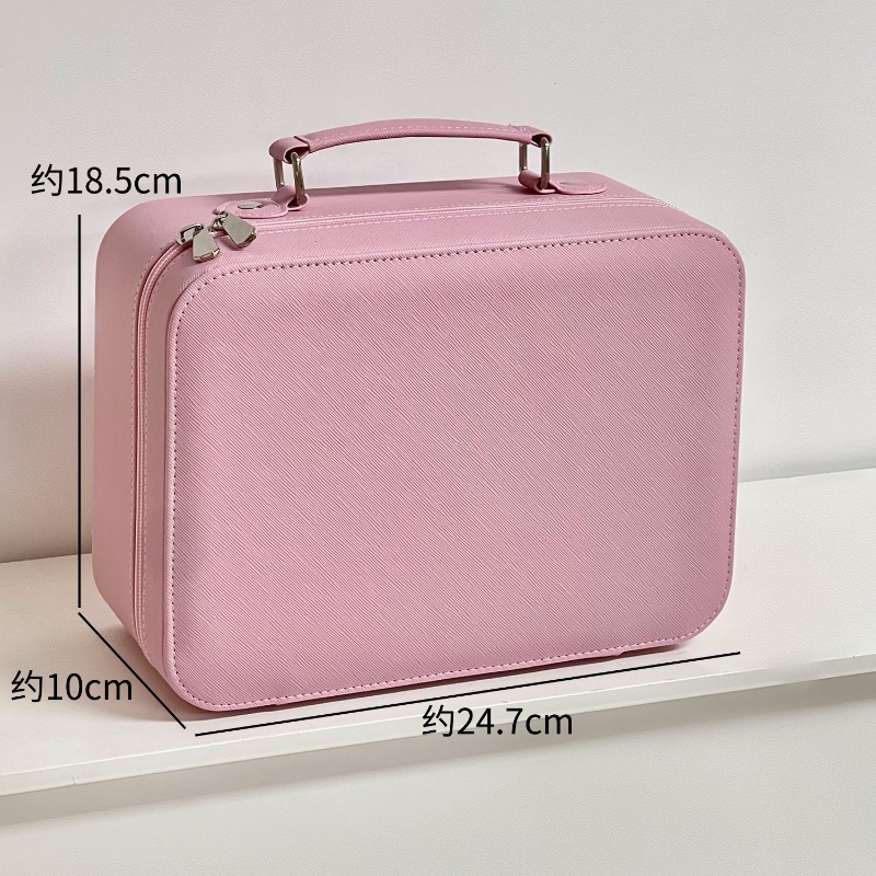 A high-appearation-level makeup bag with an ins style, extremely popular and simple makeup case with a mirror, a portable large-capacity travel makeup storage box Item Picture