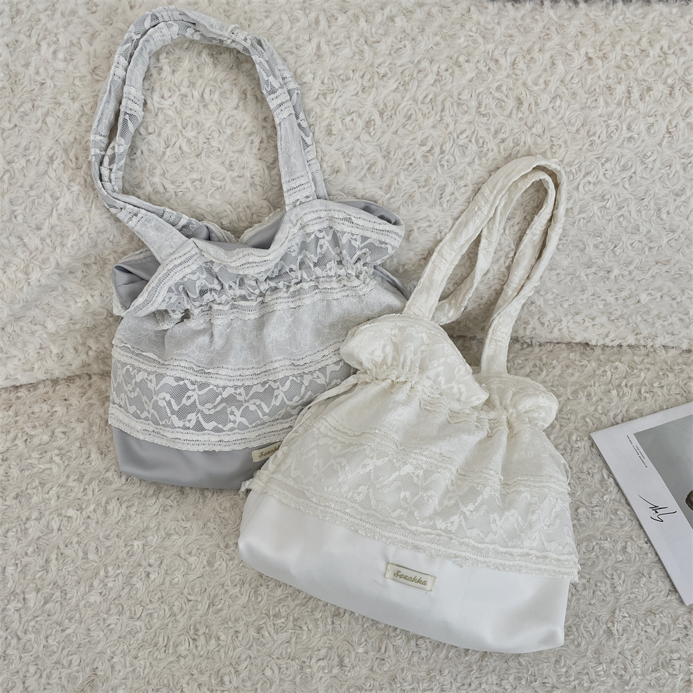5594 Satin drawstring strap single-shoulder bag, a new summer fashion and quality single-shoulder bag with large capacity canvas full figure