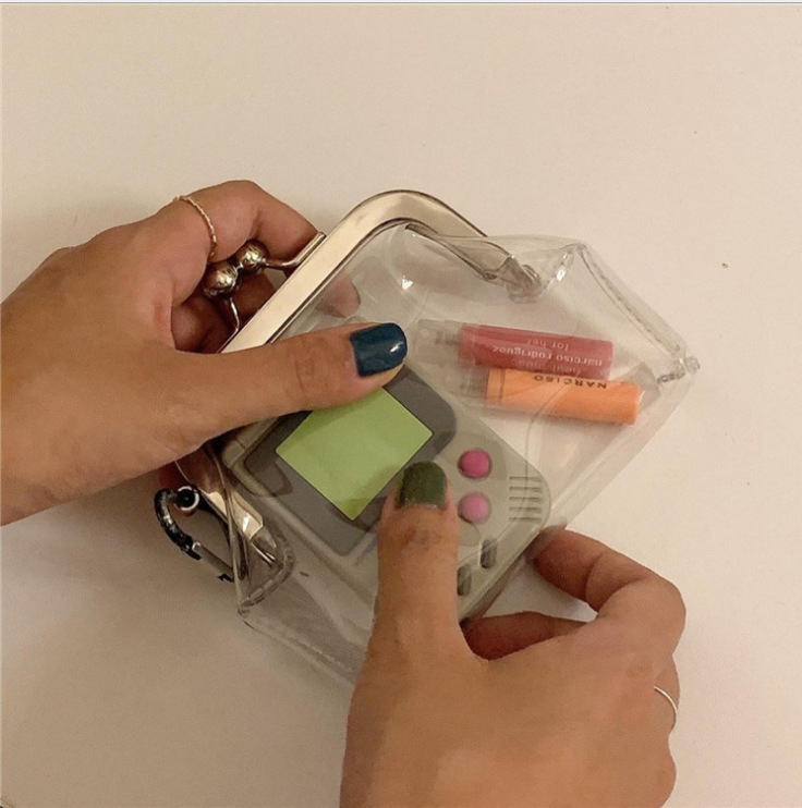 Ins-style transparent and simple iron clip bag, pvc coin purse, small item storage bag, red envelope, coin bag and card bag full figure