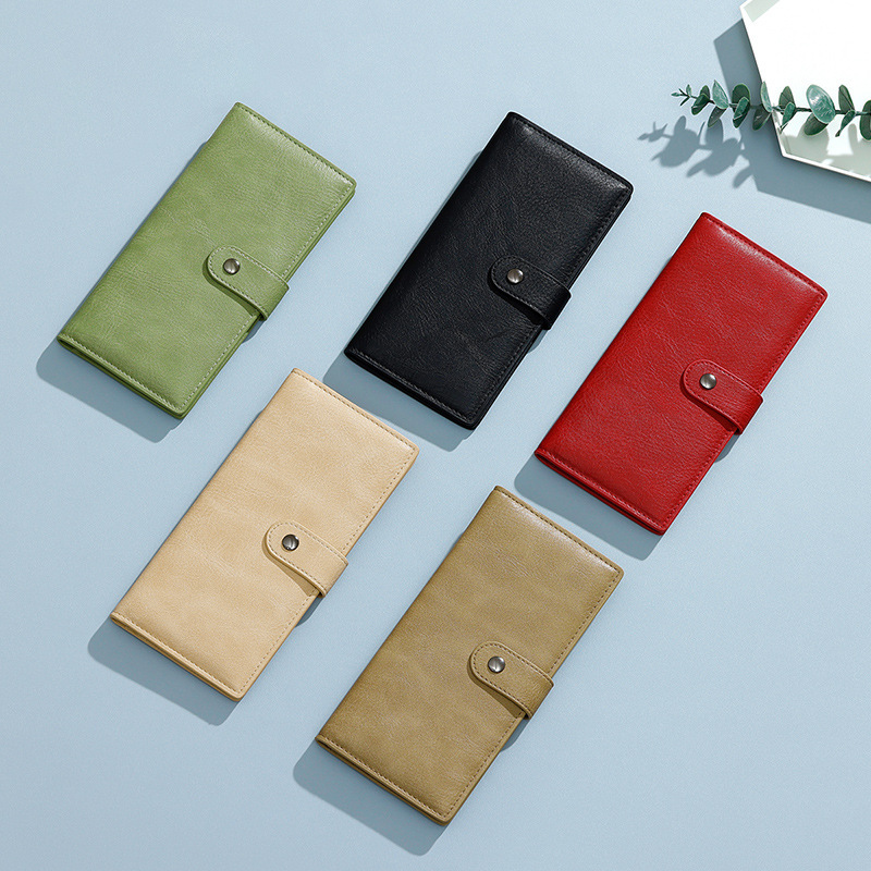 Cross-border fashion and high-end long women's purse, a simple foreign trade zipper multi-position PU loose change long wallet Specification drawing