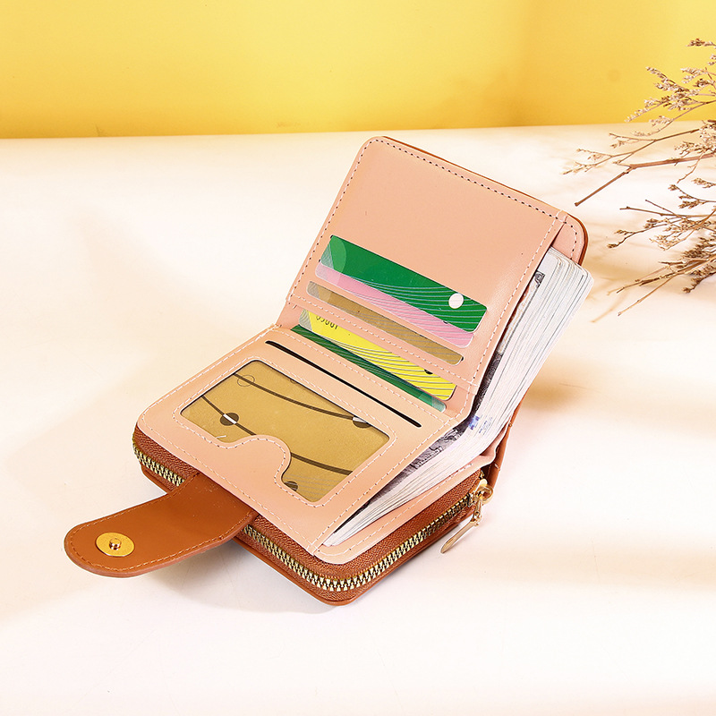 New women's wallet short solid color card case 2024 summer women's high-end zipper coin purse wholesale Application Scenario