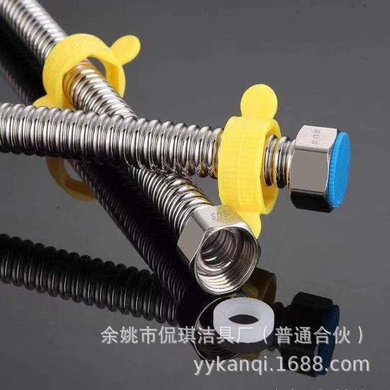 The 304 stainless steel corrugated pipe water heater is connected to explosion-proof high-temperature anti-freezing crack metal pipes and 4-inch cold and hot water inlet hoses details Picture