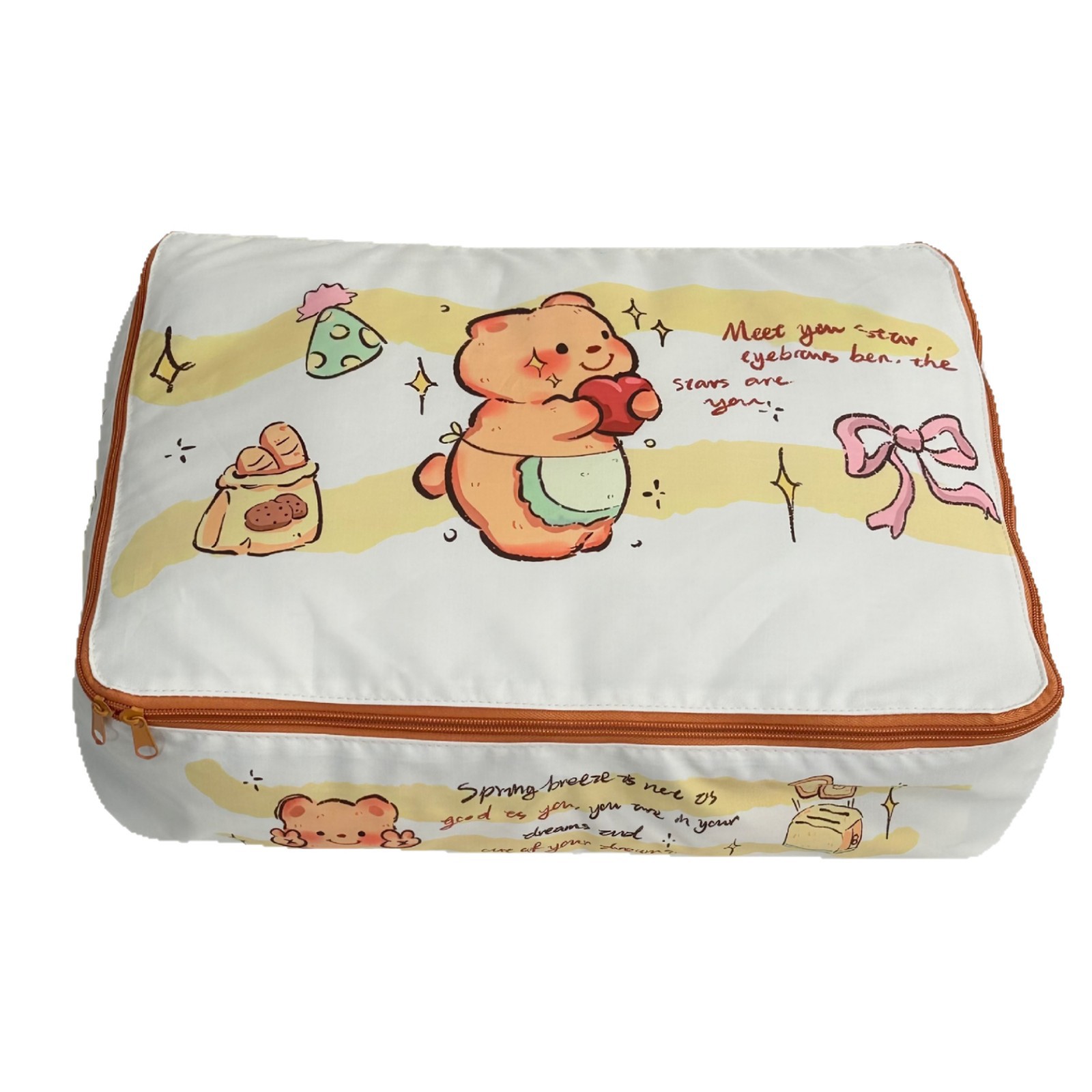 Cartoon Butter Bear storage bag, Travel four-piece set, travel clothing portioning bag, suitcase clothes portioning bag Item Picture