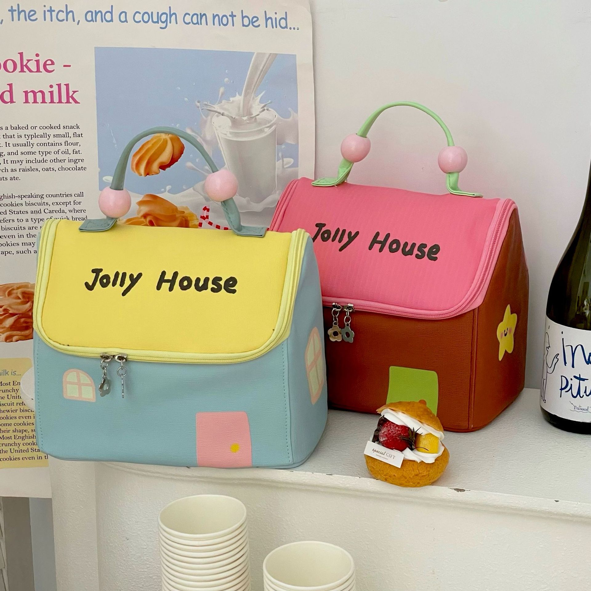 jollyhouse 2025 New thickened aluminum foil insulated and cold-proof student hand-held insulated bento bag Specification drawing