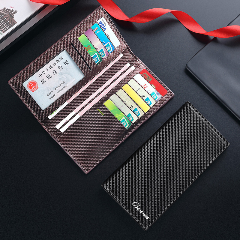 Cross-border best-selling carbon fiber men's wallet, light luxury long wallet at 20% off, large-capacity document coin purse full figure