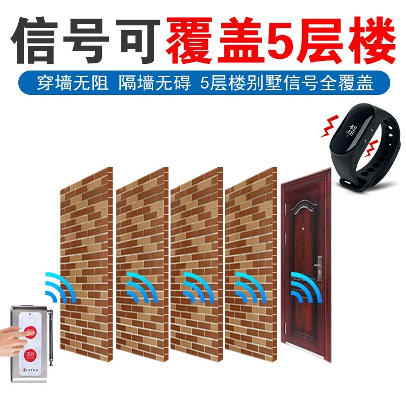 Wireless wristband tea house restaurant call service bell hotel private room private room emergency watch call button urgent reminder details Picture