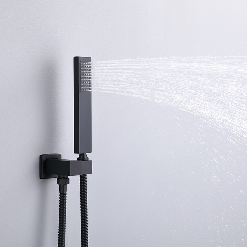 Cross-border black all-copper concealed showerhead embedded in the wall with hidden embedded box engineering hotel shower showerhead set Specification drawing