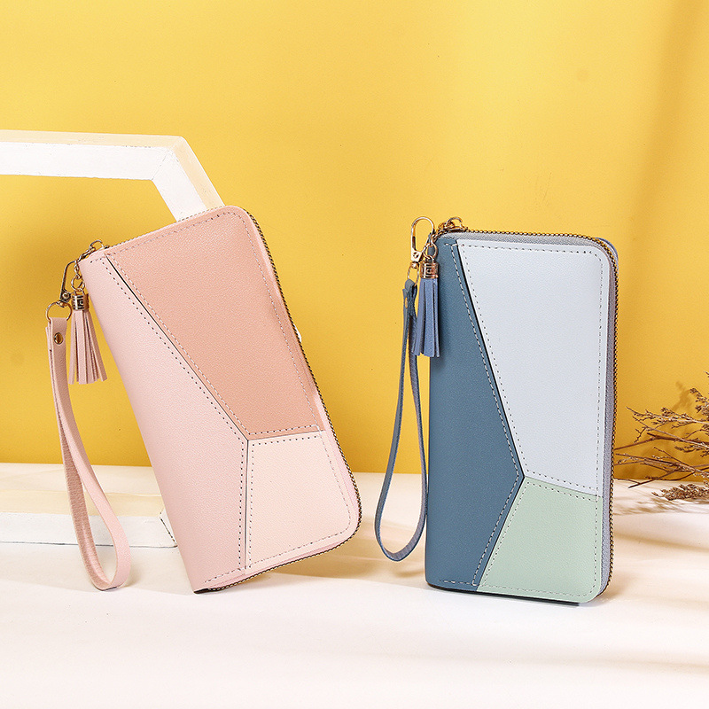 New single-pull ladies' wallet, zipper clutch, fashionable European and American wallet, large-capacity soft leather loose change phone case details Picture