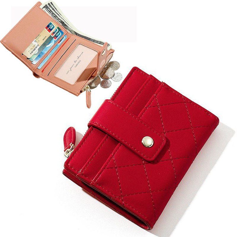 New women's wallet short solid color card bag 2023 Summer Women's Wallet zipper coin purse wholesale Item Picture