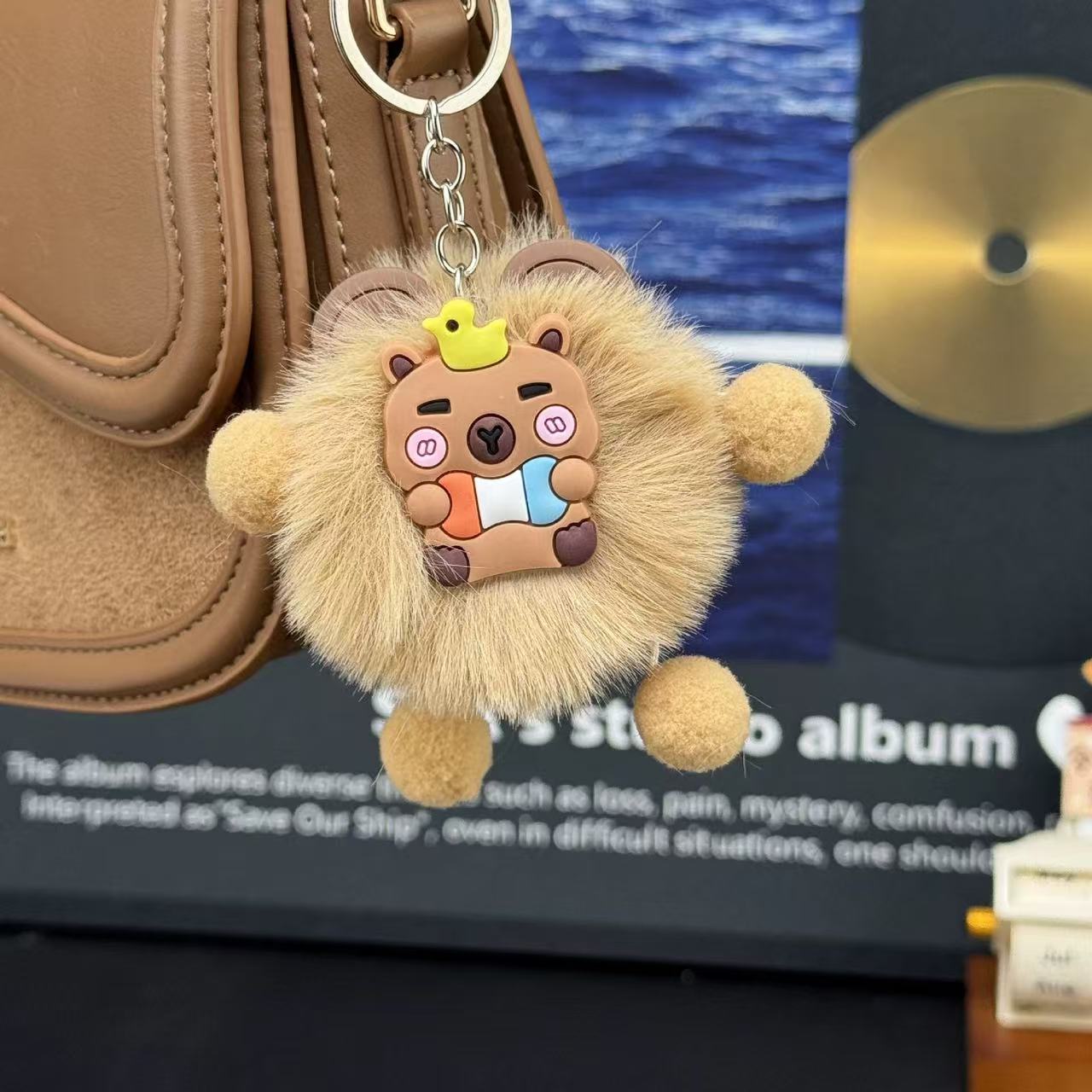 Best-selling Dopamine Friend Extreme Pulling Doll Keychain Pendant Cartoon Cute Capybara Plush backpack Specification image