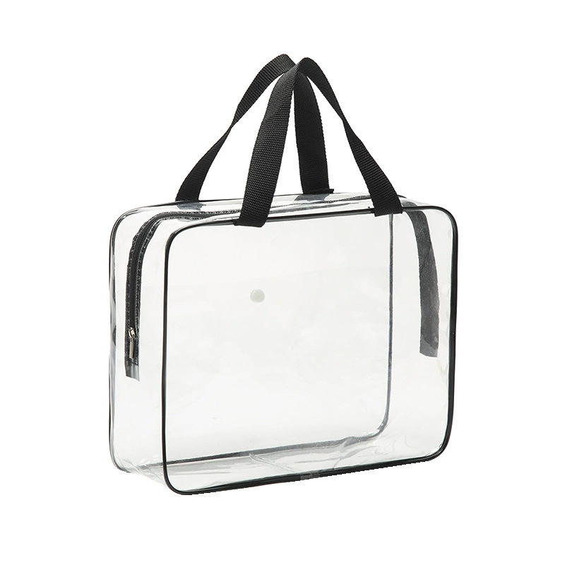 Factory direct sales of summer transparent cosmetic bags with buttons, transparent PVC children's toy storage bags, and travel storage bags Item Picture