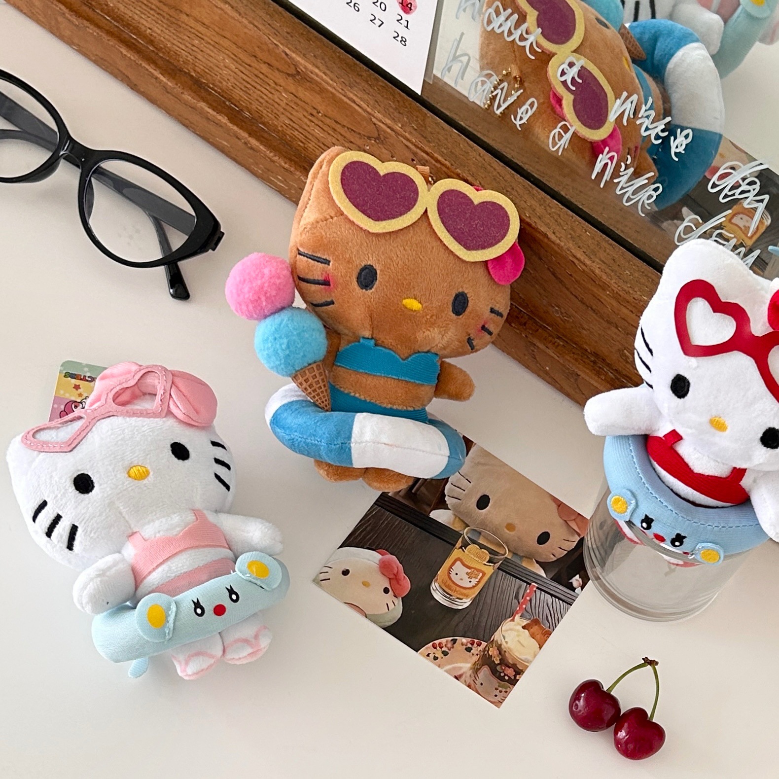 High appearance level bikini cat pendant, cute cartoon mini doll, swimming ring cat pendant, bag pendant Specification drawing