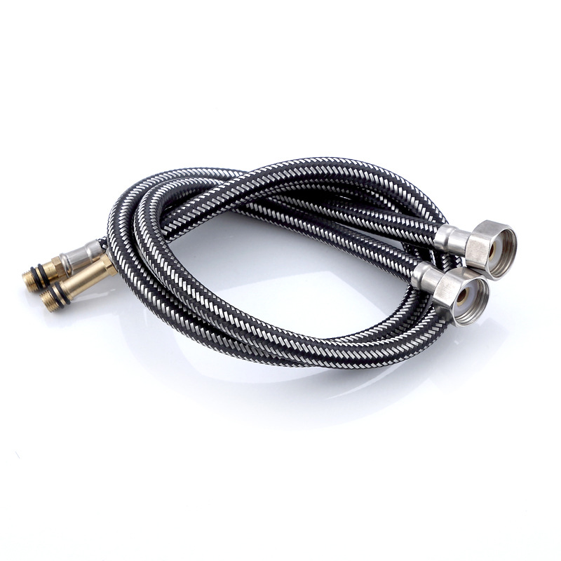 The water pipe is connected to the faucet. The cold and hot 304 stainless steel explosion-proof water inlet pipe and the pointed water supply hose are connected to the butler details Picture