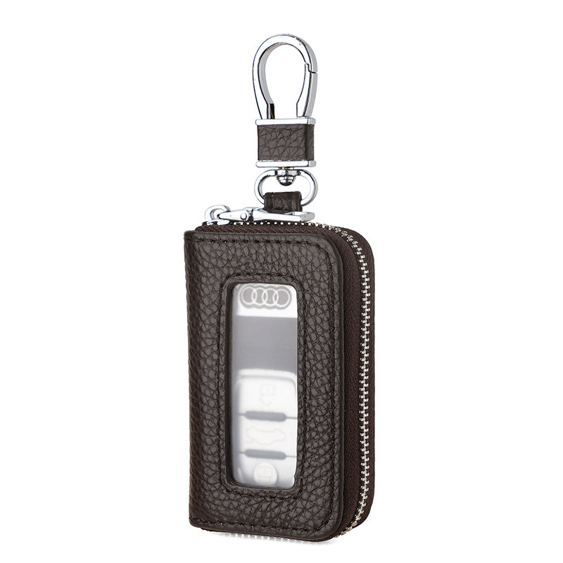 Cross-border light luxury genuine leather car key case for men, visible transparent window key case, portable, waterproof, multi-color, universal for women Item Picture