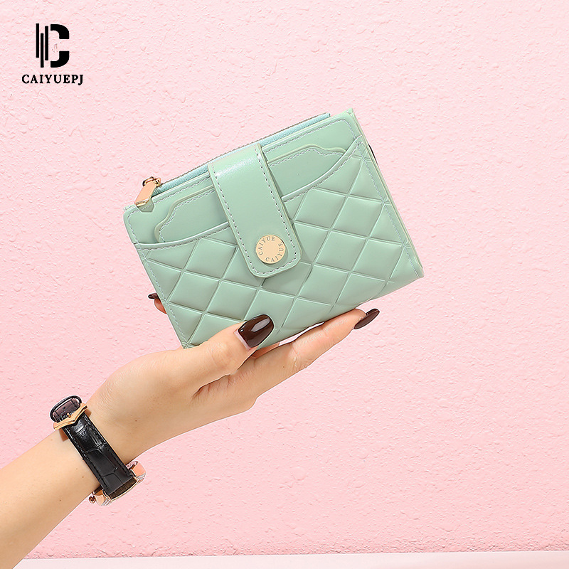 Cross-border women's short wallet, Korean-style embroidered buckle multi-slot wallet, zipper fashionable ticket wallet wholesale Wallet details Picture