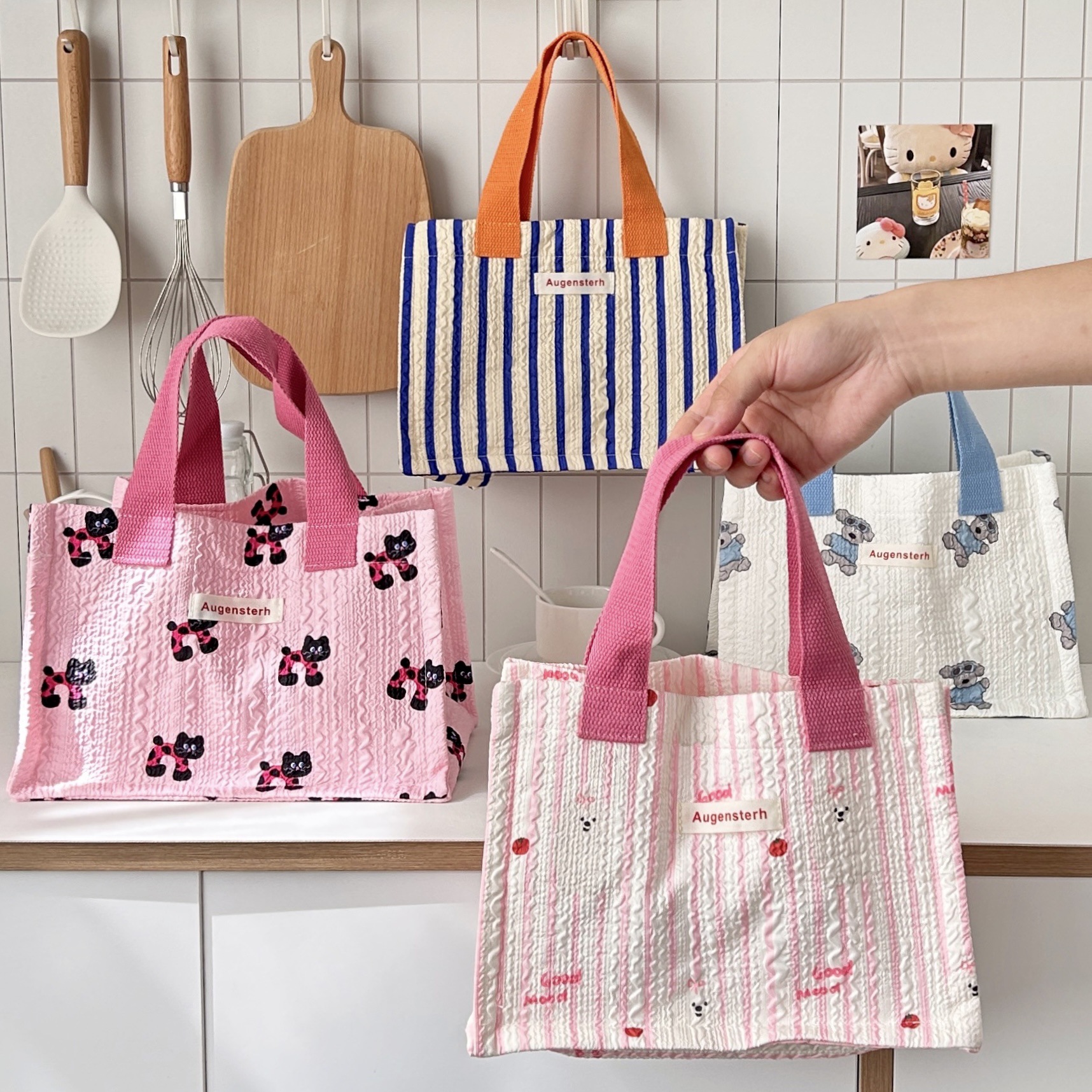 Cute bento bag for office workers, high appearance level portable lunch box bag, large capacity multi-functional handbag bento bag full figure