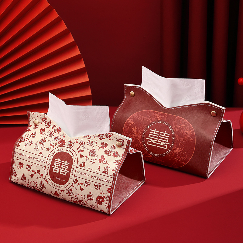 New Chinese-style creative wedding tissue box, red festive wedding candy box, storage box, celebration tissue box, car bedroom full figure