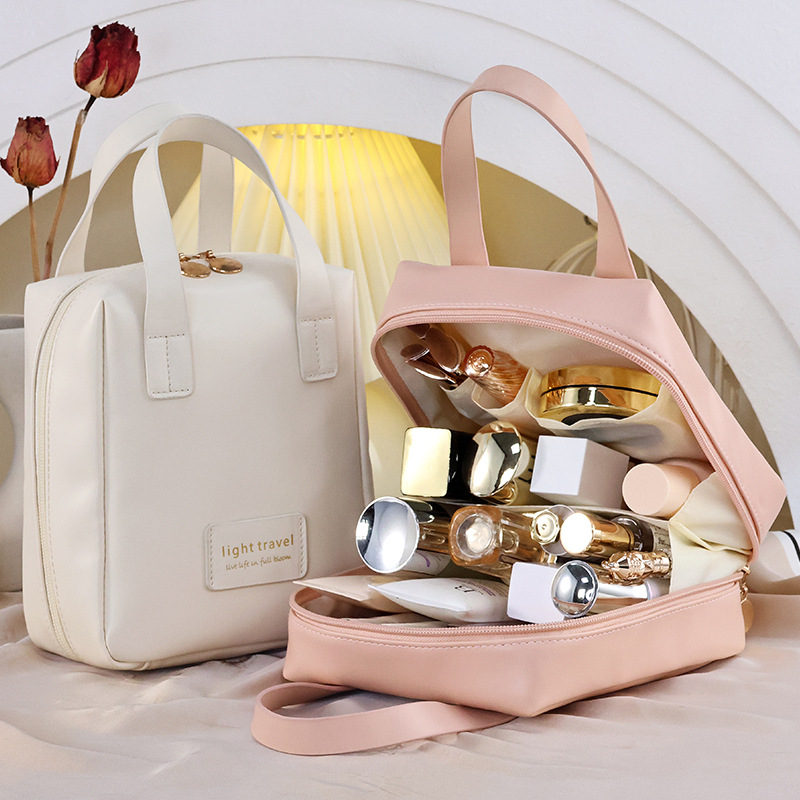 Large-capacity portable high-end makeup storage bag, travel skincare product storage bag, toiletry bag full figure