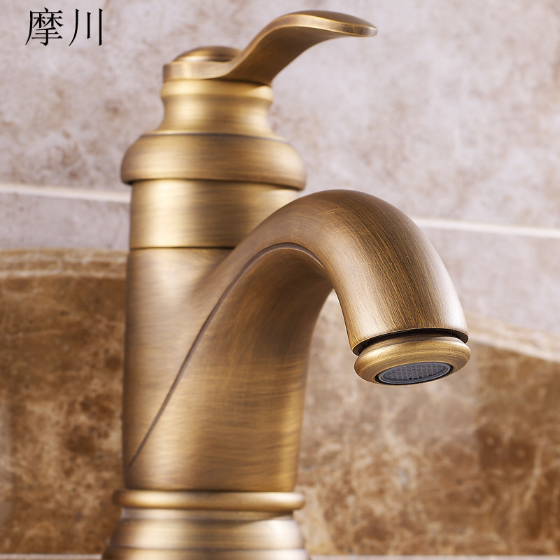 European-style brass antique low teapot, washbasin, faucet, cold and hot mixed water factory direct sales supply wholesale details Picture