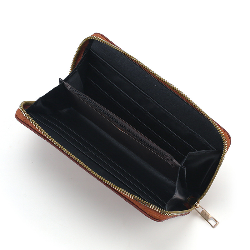 New cross-border women's wallet, long woven pattern zipper clutch, multi-slot wallet, Wallet, mobile phone case Application Scenario