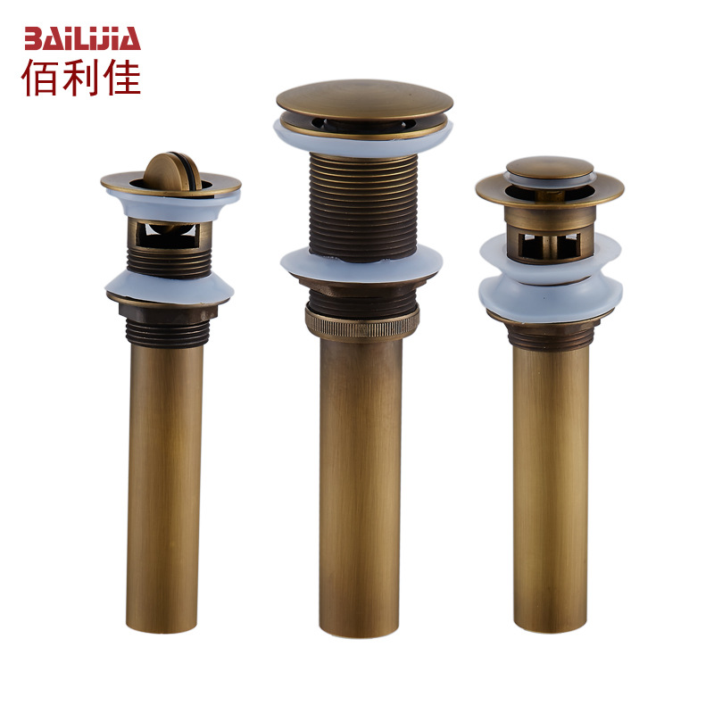 European-style antique-style glass basin, bouncing flap drain, washbasin, antique-style drain, Jingdezhen basin, standard drain full figure