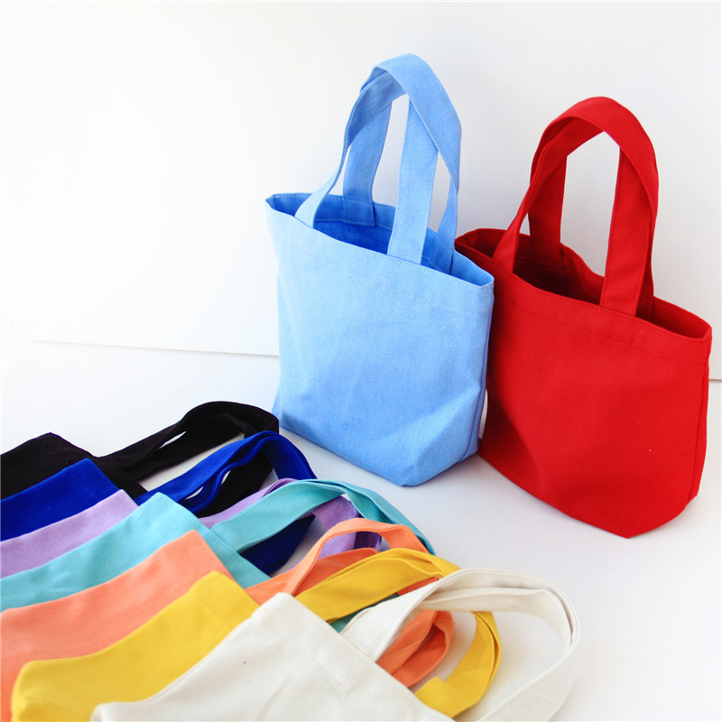 Z01 Bento bag, solid color canvas small cloth bag, hand-held canvas bag, lunch box, cosmetic bag, clutch bag, storage bag, small bag Application Scenario