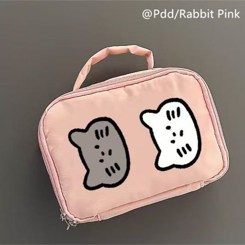 The same style of Xiaohongshu Happy Cat storage bag, large-capacity toiletries bag with net pocket, business trip storage bag, makeup bag for women full figure