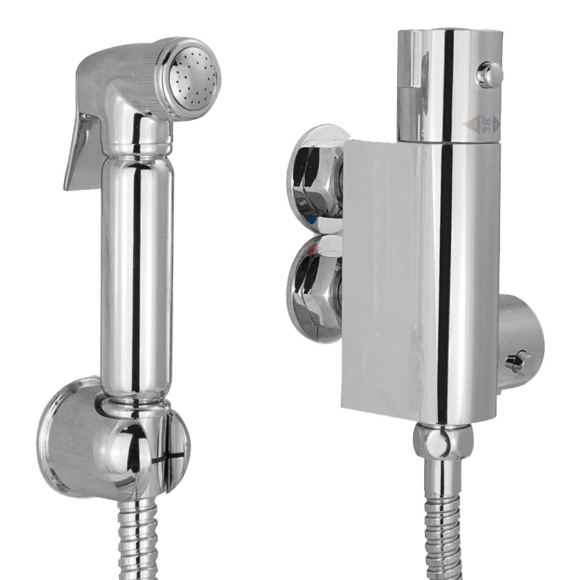 Huici Amazon Cross-border all-copper toilet spray gun cold and hot adjustable constant temperature main body Sanitary ware set Item Picture
