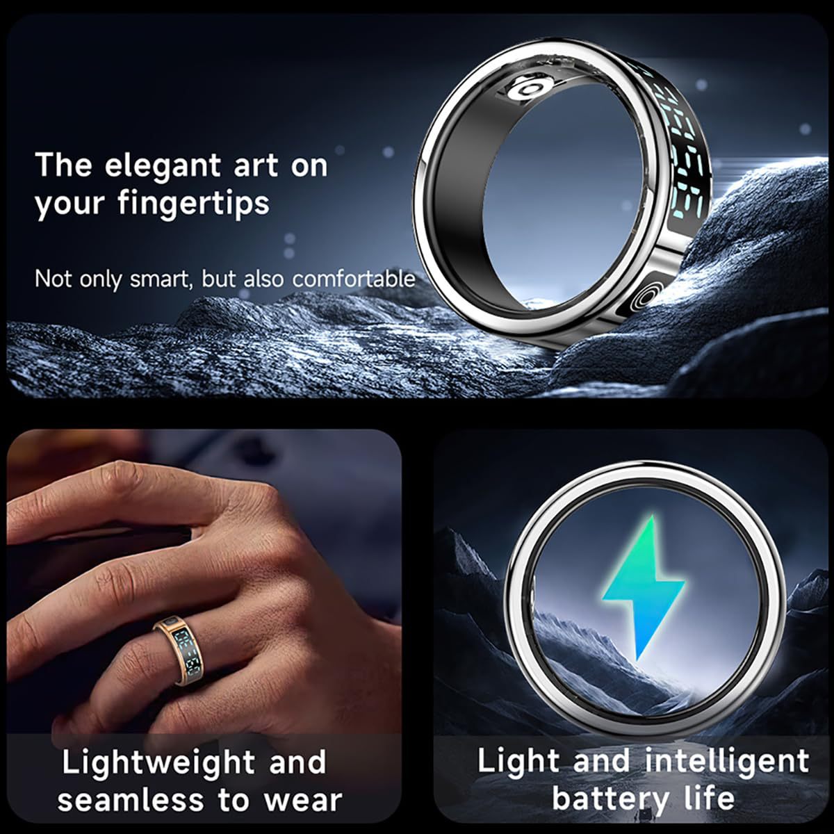 New cross-border touch display smart ring, heart rate counter, step count, sleep remote control, photo taking, Douyin browsing, TK e-book details Picture