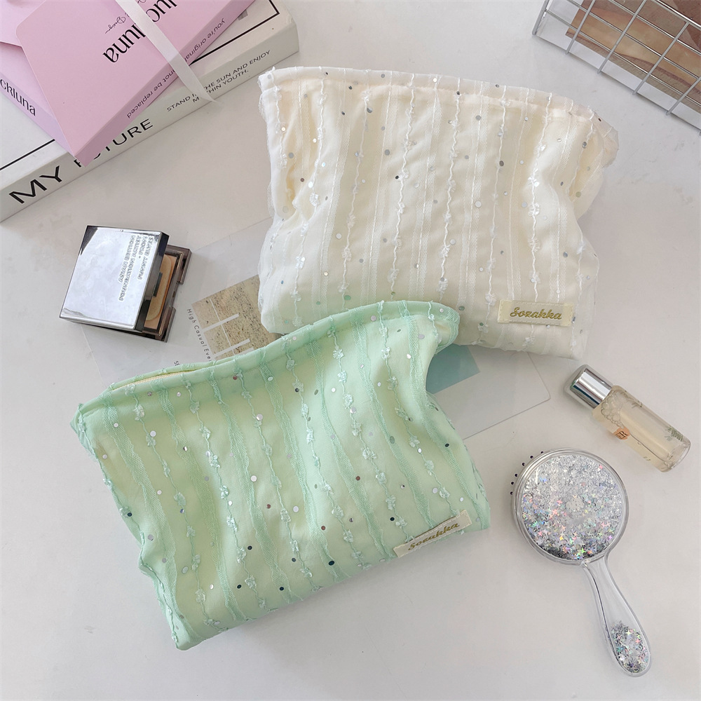 5673 Lace sequined fresh Makeup Bag, clutch, portable sundries storage bag, red envelope opening, travel storage Specification drawing