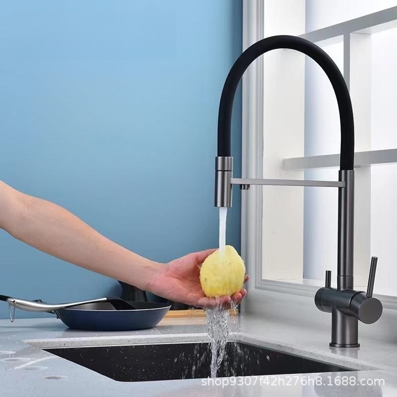 Foreign trade 304 stainless steel kitchen water purifying faucet, sink, cold and hot water direct drinking water cross-border three-in-one faucet details Picture
