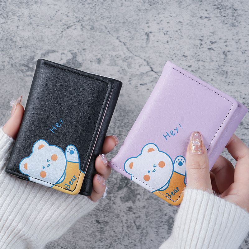 The new wallet is a cute and compact three-fold short coin purse with multiple functions. It is a mini card holder with multiple slots for women details Picture