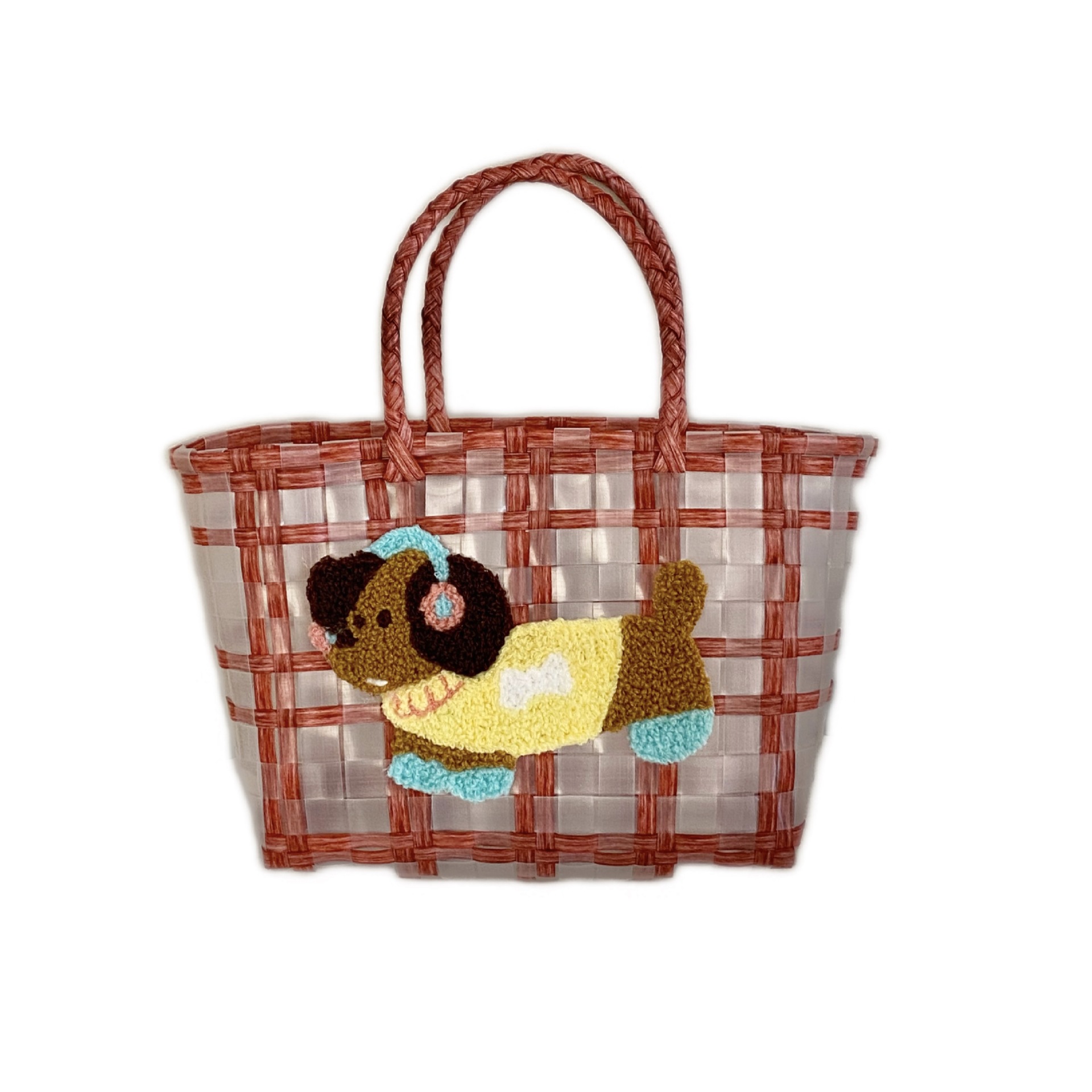 Cute little dog handbag, small carrying bag, shopping woven vegetable basket bag, versatile for commuting to work, small carrying bag Item Picture