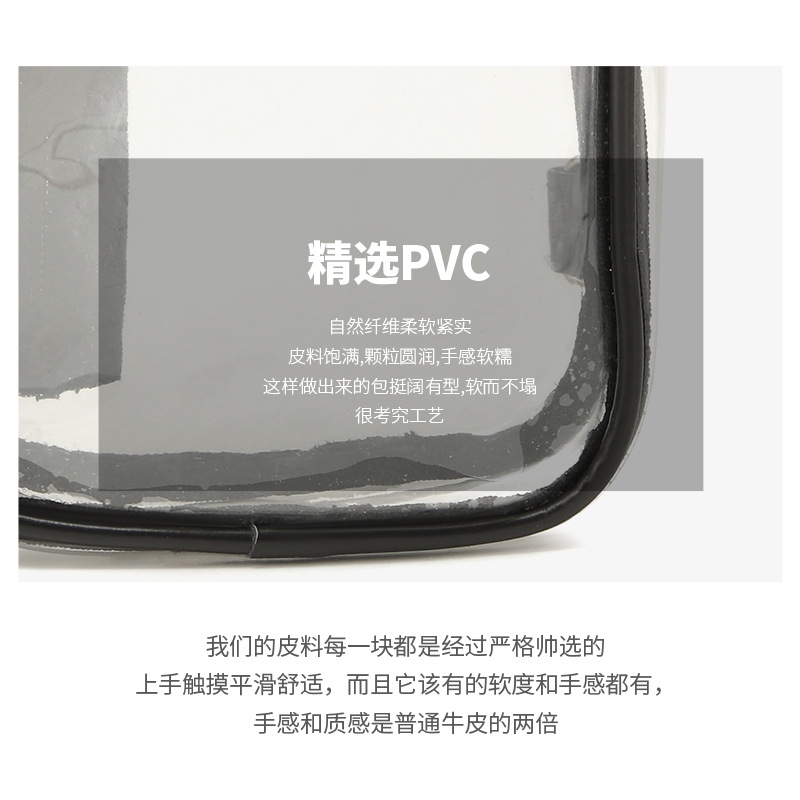New cross-border pvc single-shoulder bag, transparent crossbody bag, fashionable Korean style men's and women's small chest bag, waterproof sports hanging bag Specification drawing