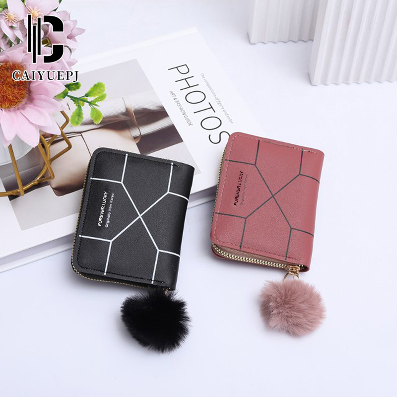 Cross-border foreign trade agency for women's wallets, short and simple card wallet, coin purse, one-piece pattern zipper women's coin purse details Picture