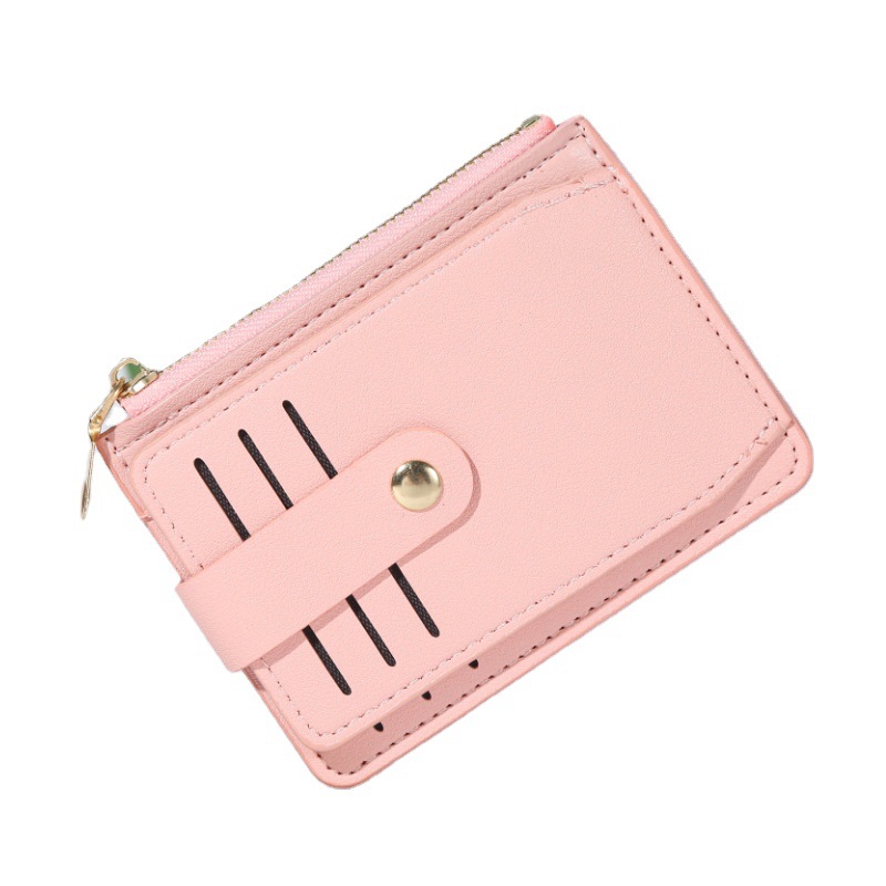2022 New style women's short wallet, PU leather zipper, niche design, women's multi-position, solid color, fixed logo Item Picture