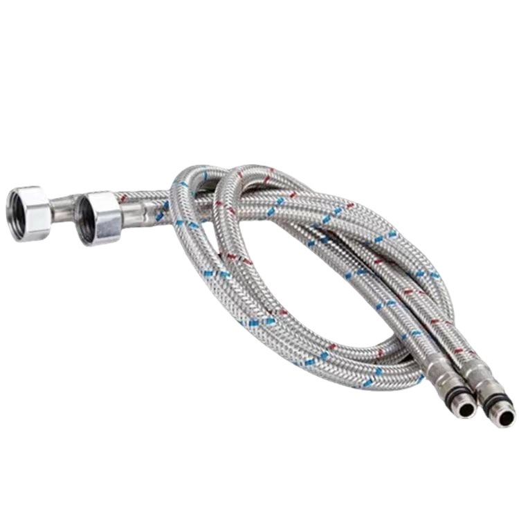 304 stainless steel braided pointed hose explosion-proof faucet general accessories, 4-point cold and hot single-ended water inlet pipe Item Picture