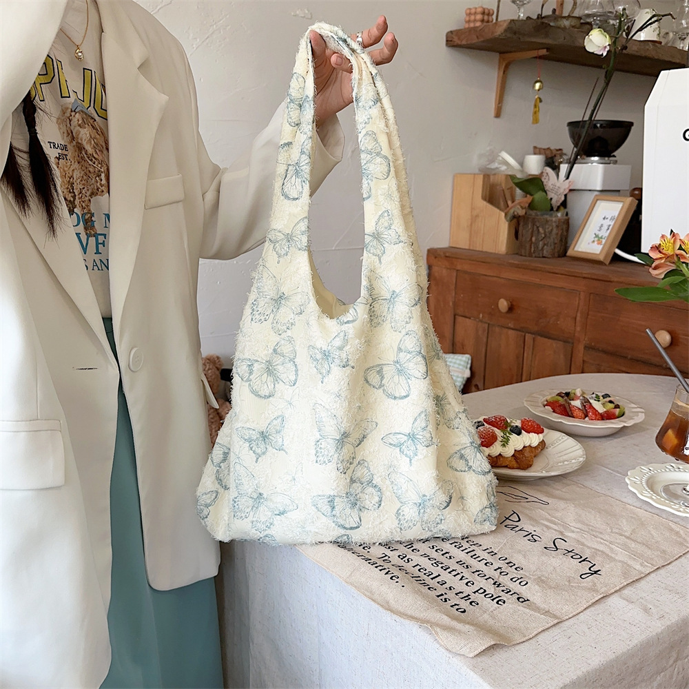 4432 New laid-back sail Bag, lace butterfly student vest bag, hand-held bag, large capacity single-shoulder bag details Picture