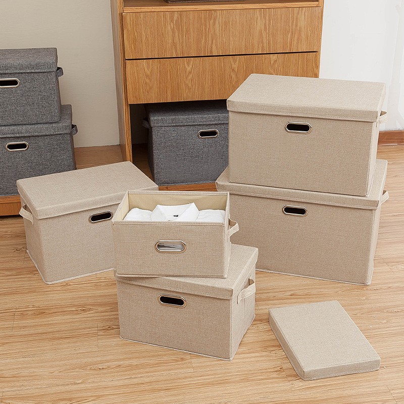 Customized metal hand-held washable cotton and linen top and bottom cover storage boxes and foldable fabric storage boxes based on provided drawings or samples full figure