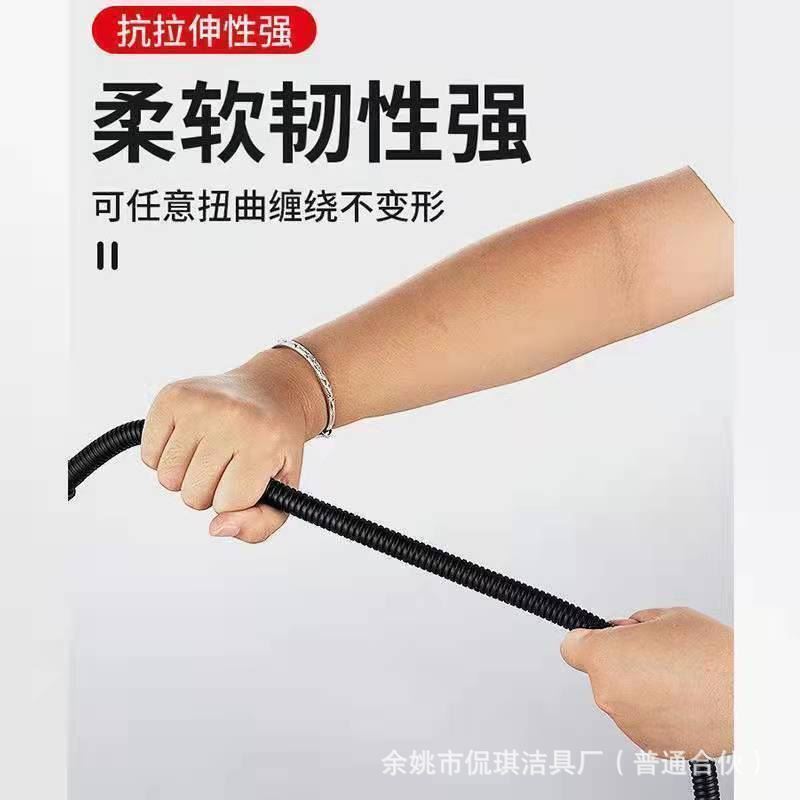 Wholesale of black stainless steel shower tubes, showerhead flexible tubes, plastic-coated four-inch universal tubes, and explosion-proof shower tubes details Picture